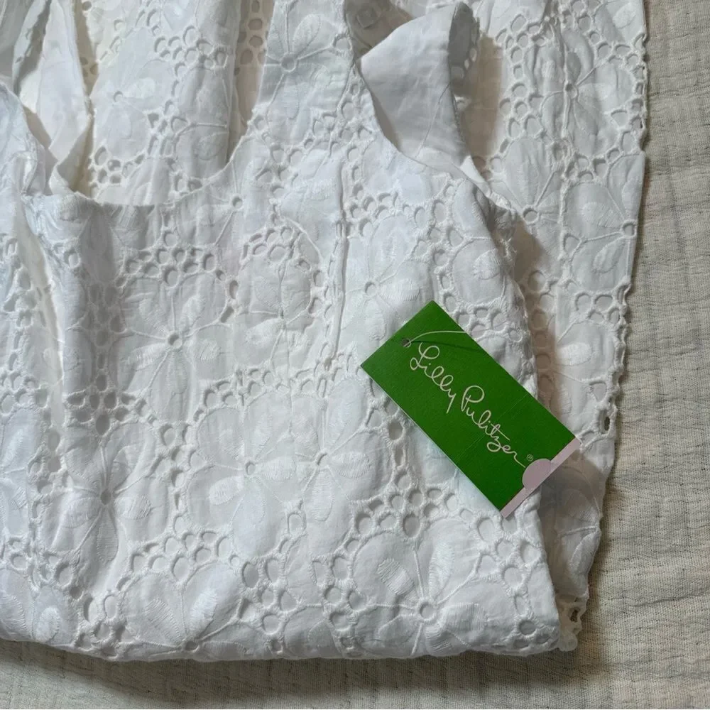 Lilly Pulitzer Calhoun Scoop Neck Resort White Charleston Eyelet Dress NWT 6
